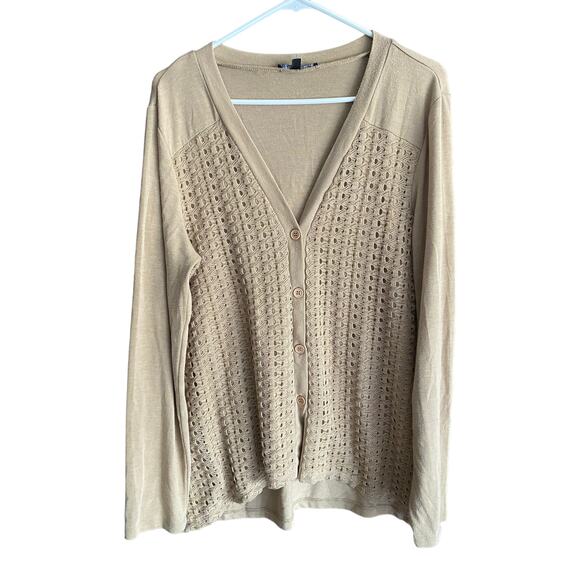 Cable & Gauge Womens XL V Neck Sweater Polyester Blend Beige - Picture 1 of 7